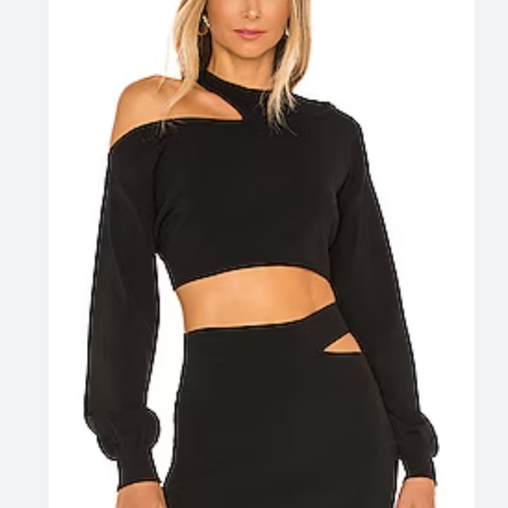 Michael Costello NWT Revolve Asym Cut Out Dolman Sweater Crop Top